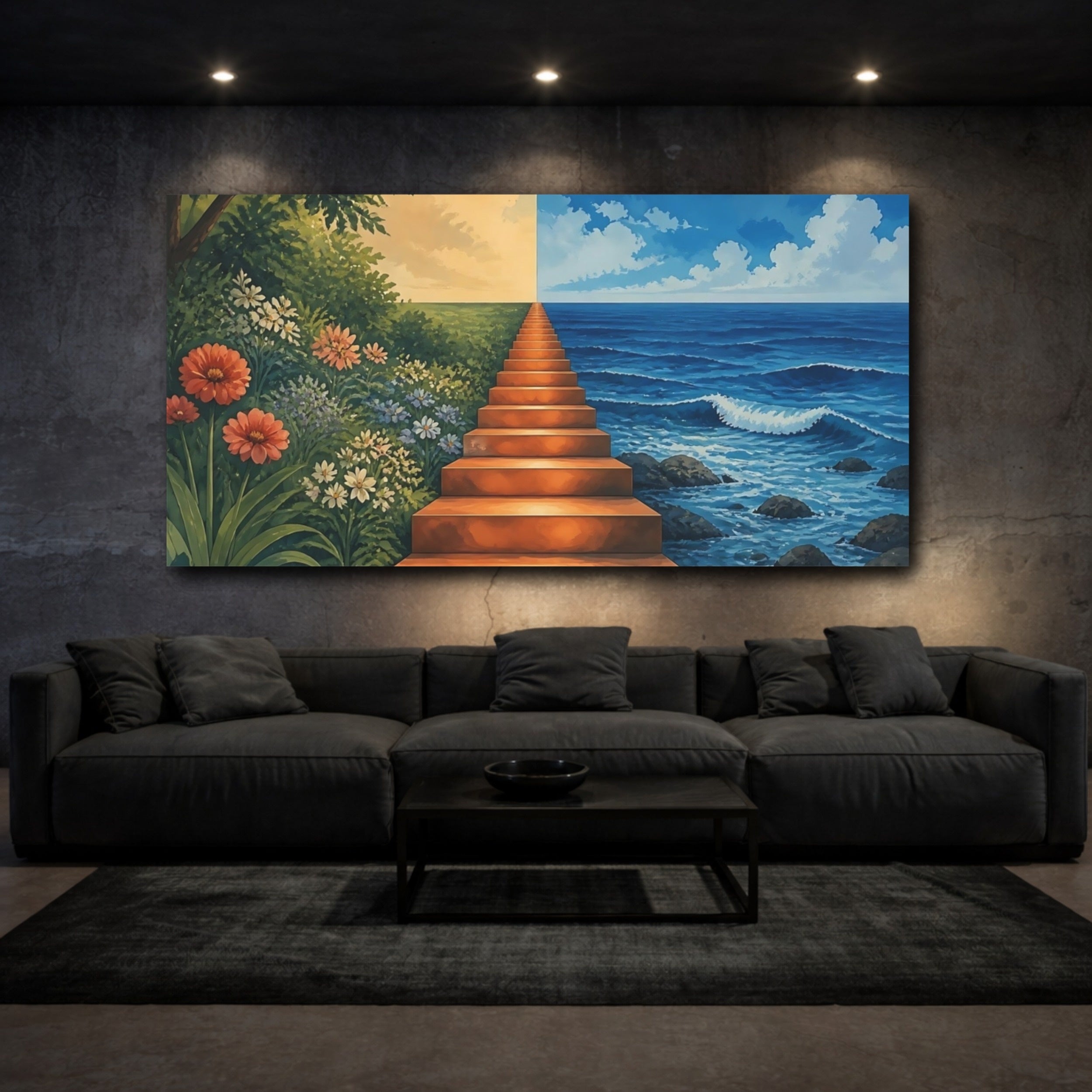 Mockup 3. Stairway To Horizon shown as canvas print