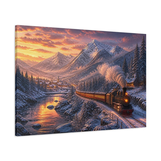 Main Mockup. Steam Train Landscape shown as canvas print