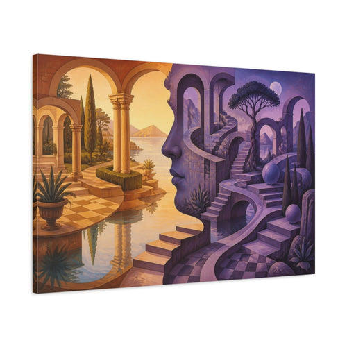 Main Mockup. Stone Face Illusion shown as canvas print