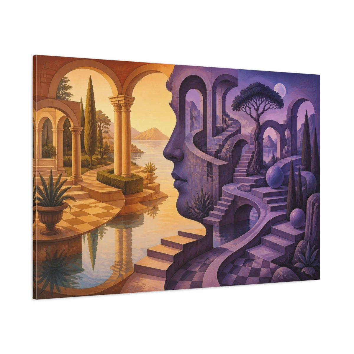 Side Mockup 1. Stone Face Illusion shown as canvas print