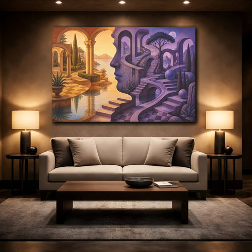 Mockup 2. Stone Face Illusion shown as canvas print
