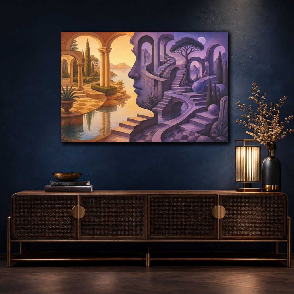 Mockup 4. Stone Face Illusion shown as canvas print