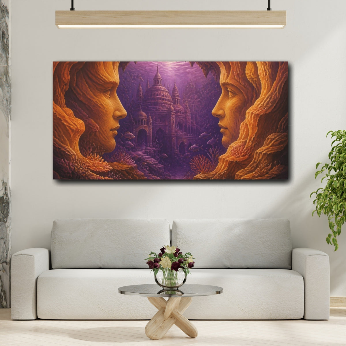 Mockup 2. Stone Faces Illusion shown as canvas print