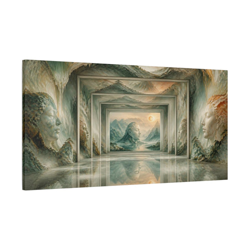 Main Mockup. Stone Head Illusion shown as canvas print