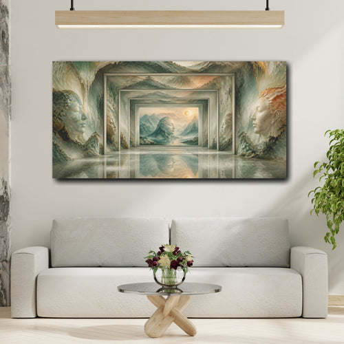 Mockup 2. Stone Head Illusion shown as canvas print