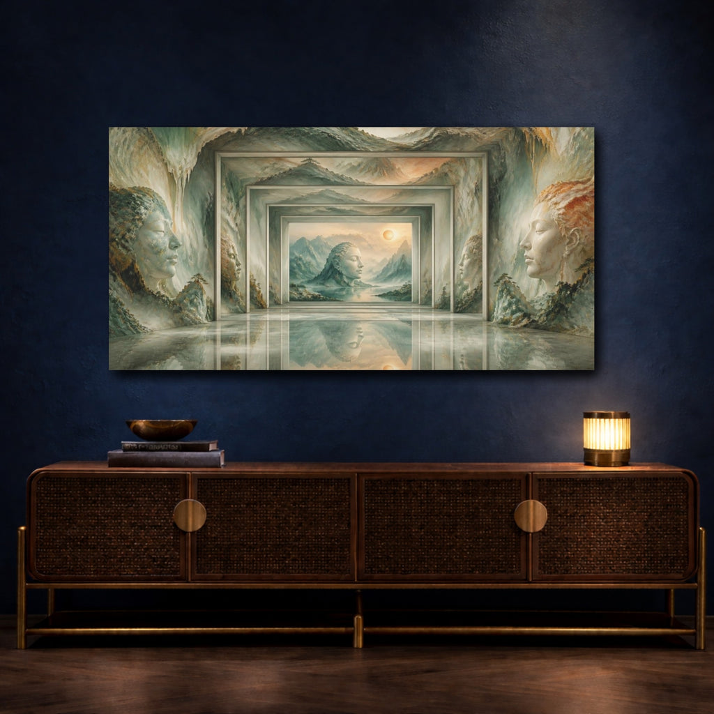 Mockup 4. Stone Head Illusion shown as canvas print