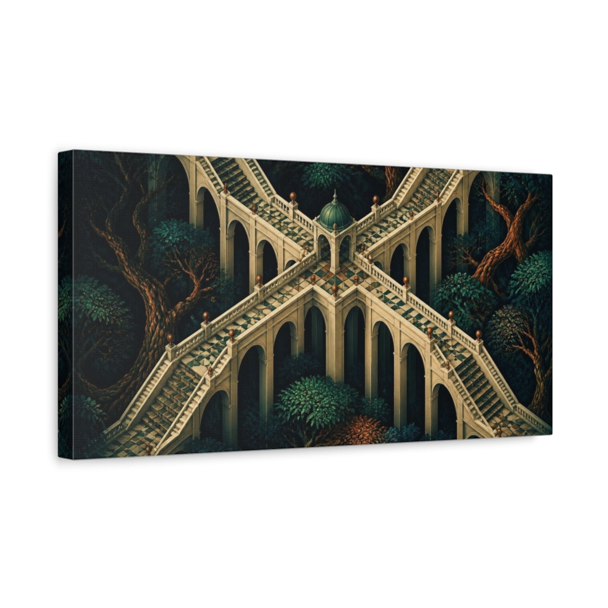 Side Mockup 3. Stone Stairway Illusion shown as canvas print