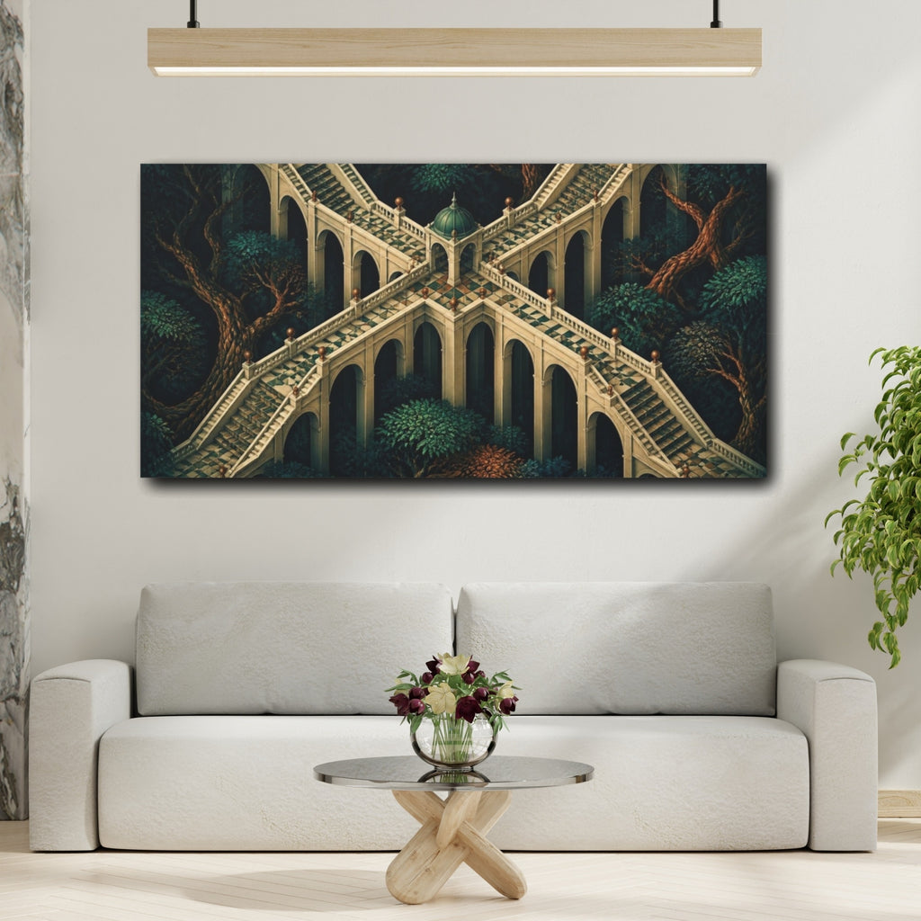 Mockup 2. Stone Stairway Illusion shown as canvas print