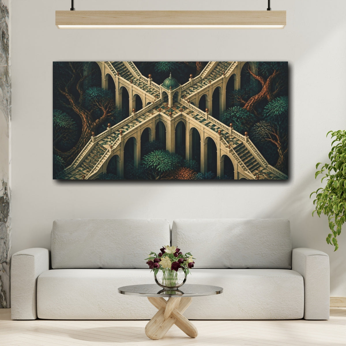Mockup 2. Stone Stairway Illusion shown as canvas print