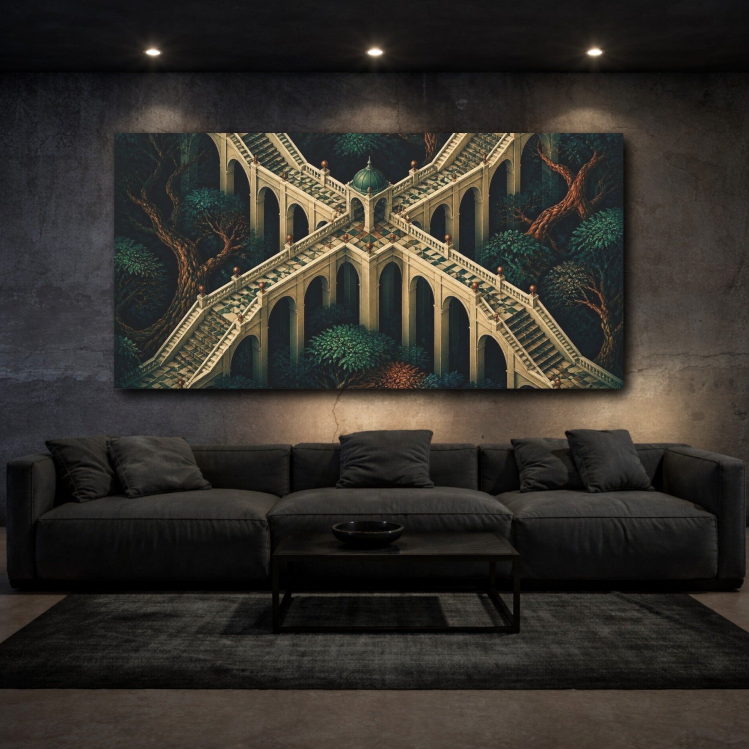 Mockup 3. Stone Stairway Illusion shown as canvas print