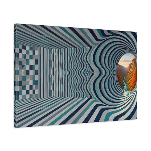 Main Mockup. Striped Tunnel Illusion shown as canvas print