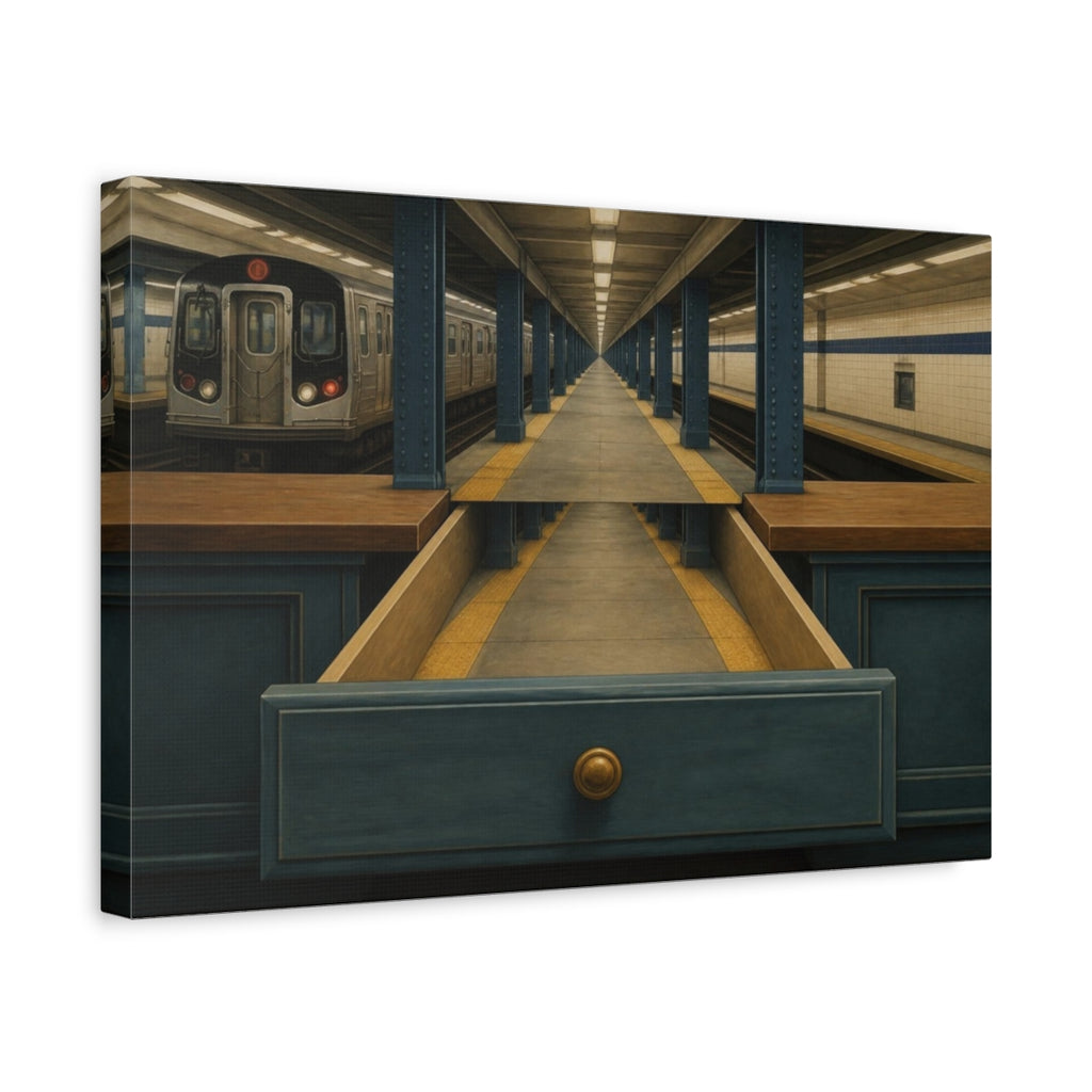 Side Mockup 4. Subway Drawer Illusion shown as canvas print