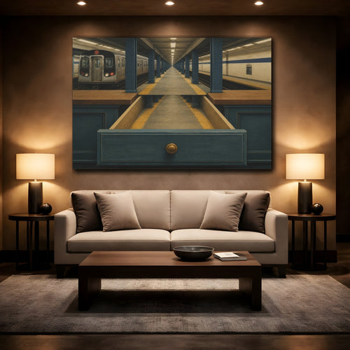 Mockup 2. Subway Drawer Illusion shown as canvas print