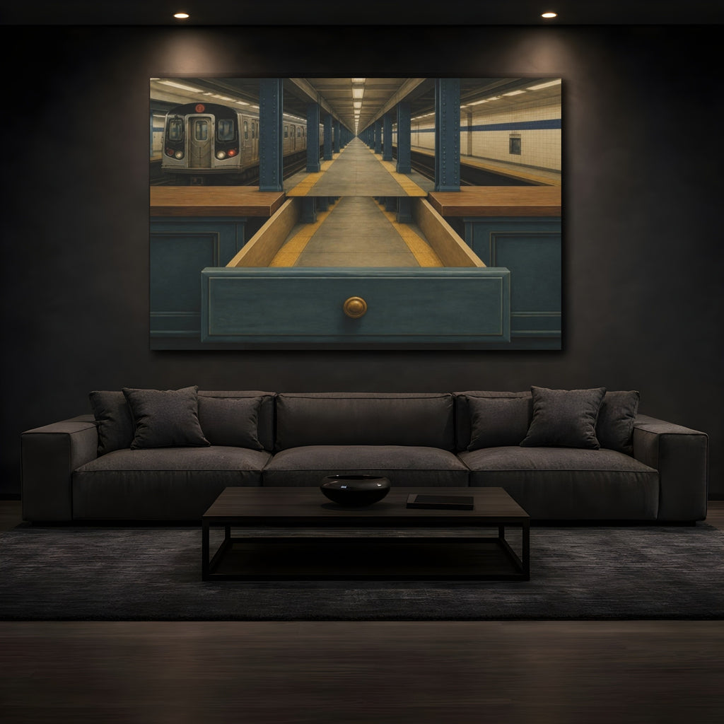 Mockup 3. Subway Drawer Illusion shown as canvas print