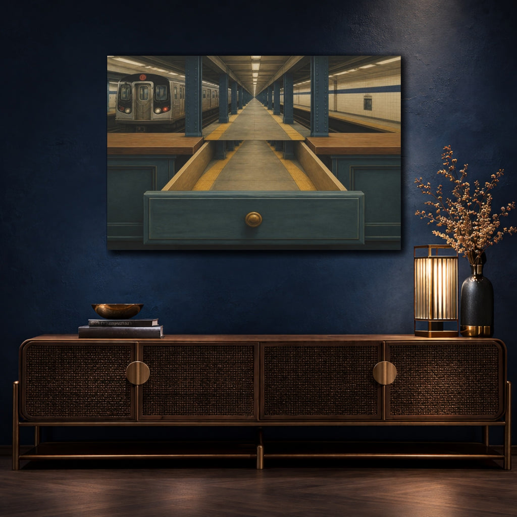 Mockup 4. Subway Drawer Illusion shown as canvas print