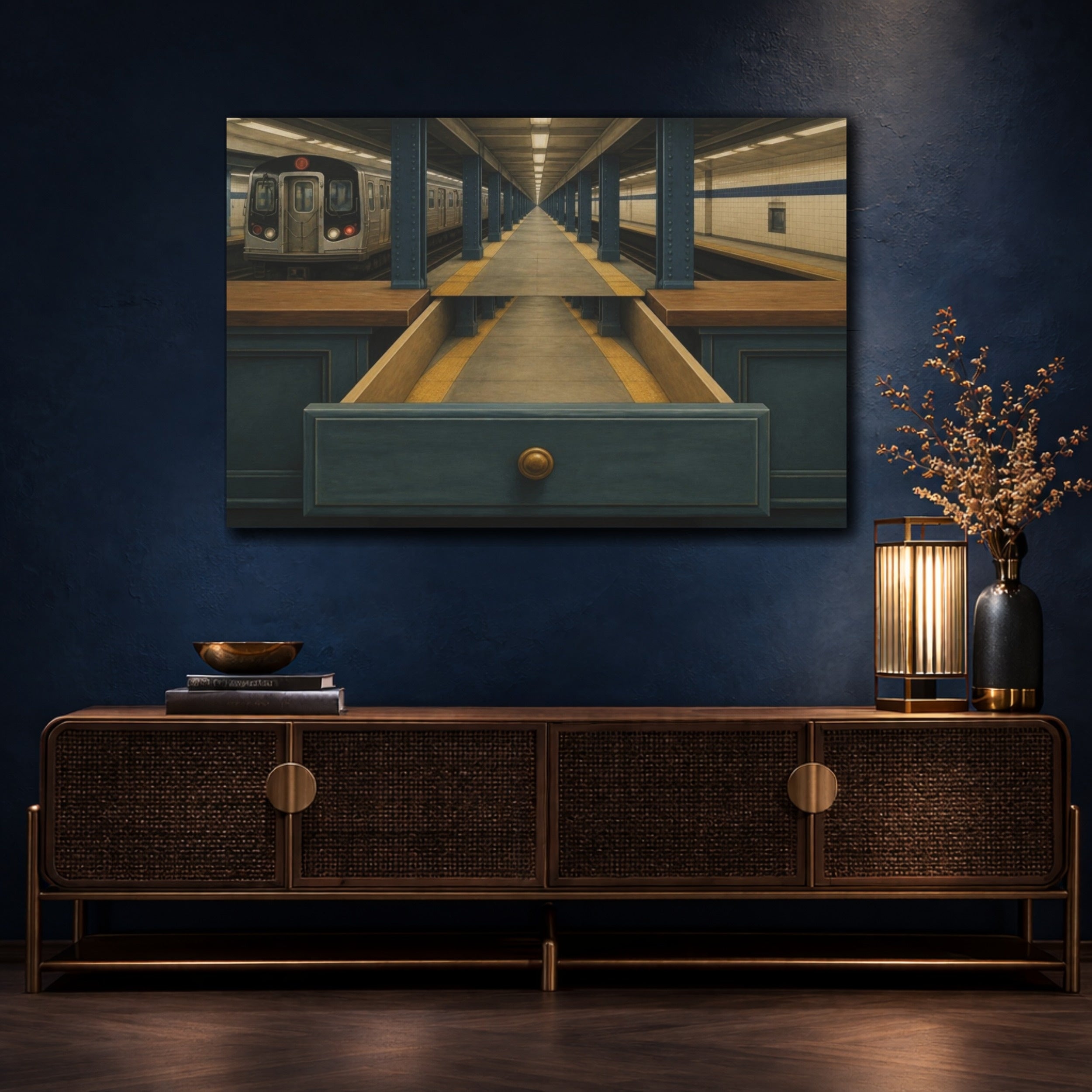 Mockup 4. Subway Drawer Illusion shown as canvas print