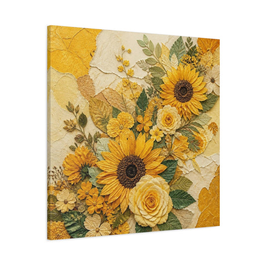 Main Mockup. Sunflower Floral Bouquet shown as canvas print