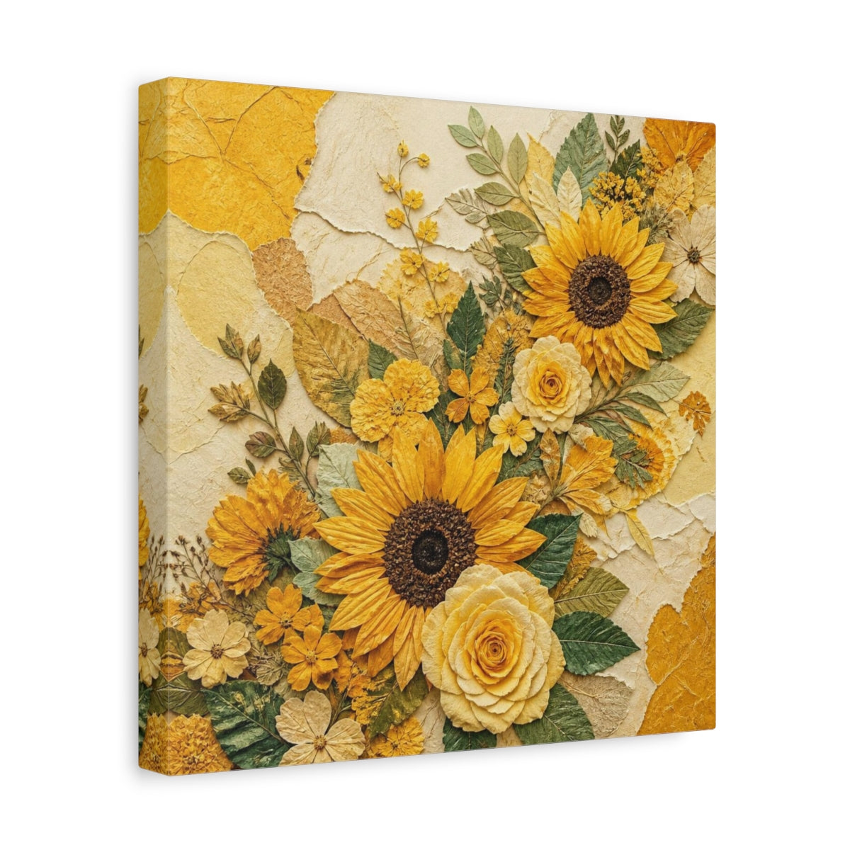 Side Mockup 8. Sunflower Floral Bouquet shown as canvas print