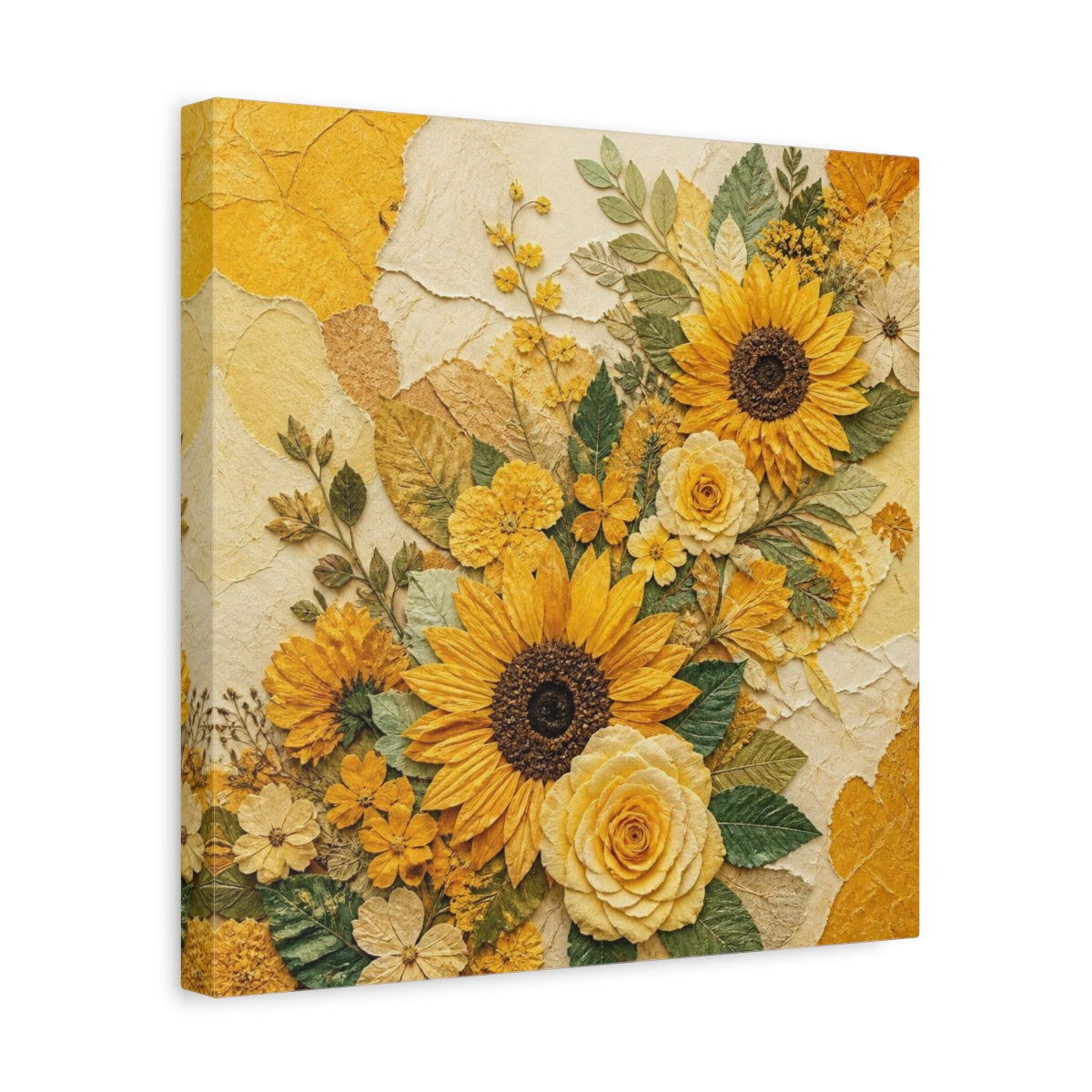 Side Mockup 7. Sunflower Floral Bouquet shown as canvas print