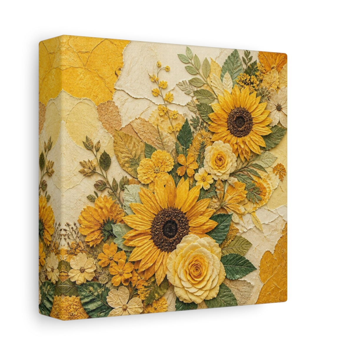 Side Mockup 2. Sunflower Floral Bouquet shown as canvas print