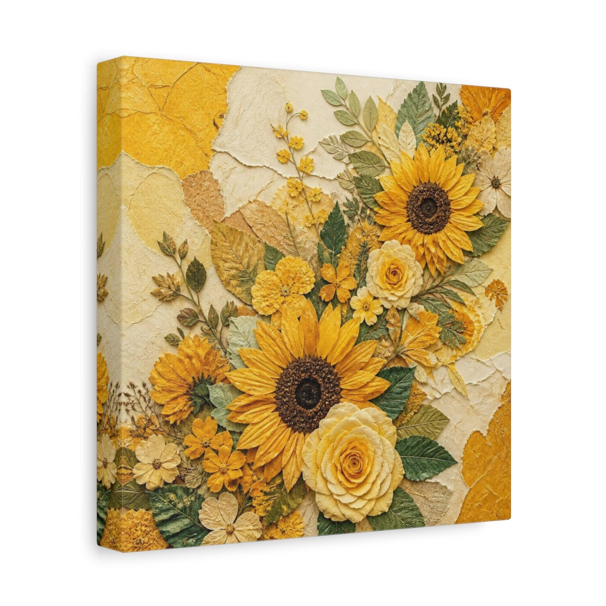 Side Mockup 9. Sunflower Floral Bouquet shown as canvas print