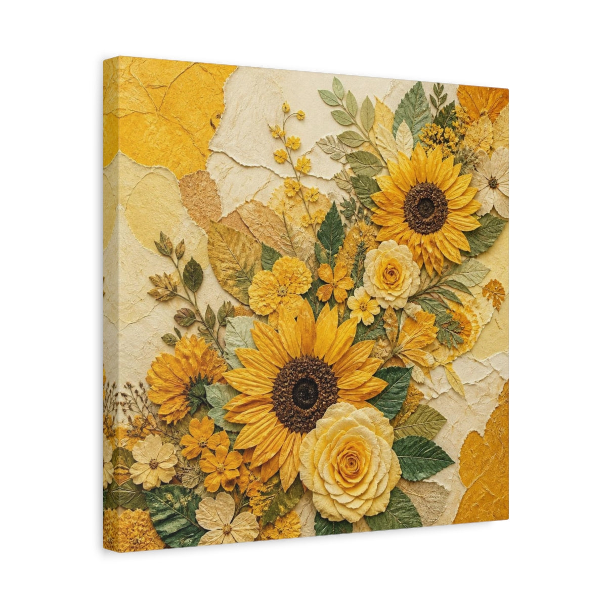 Side Mockup 6. Sunflower Floral Bouquet shown as canvas print