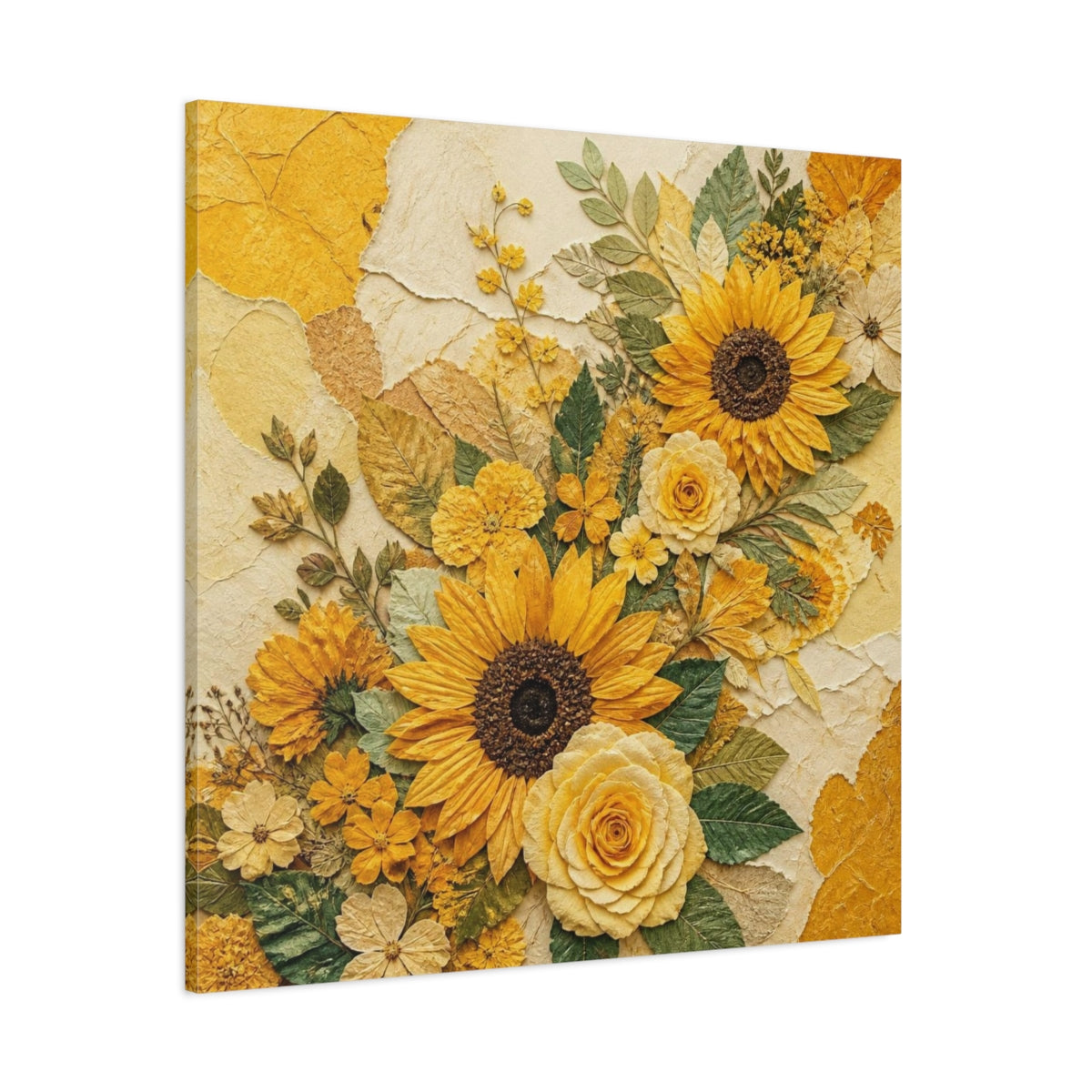 Side Mockup 1. Sunflower Floral Bouquet shown as canvas print