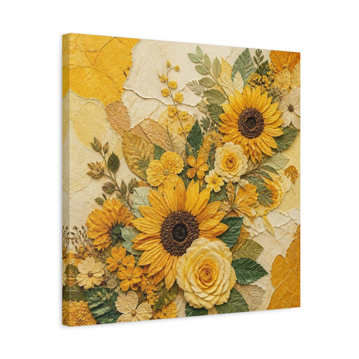 Side Mockup 5. Sunflower Floral Bouquet shown as canvas print