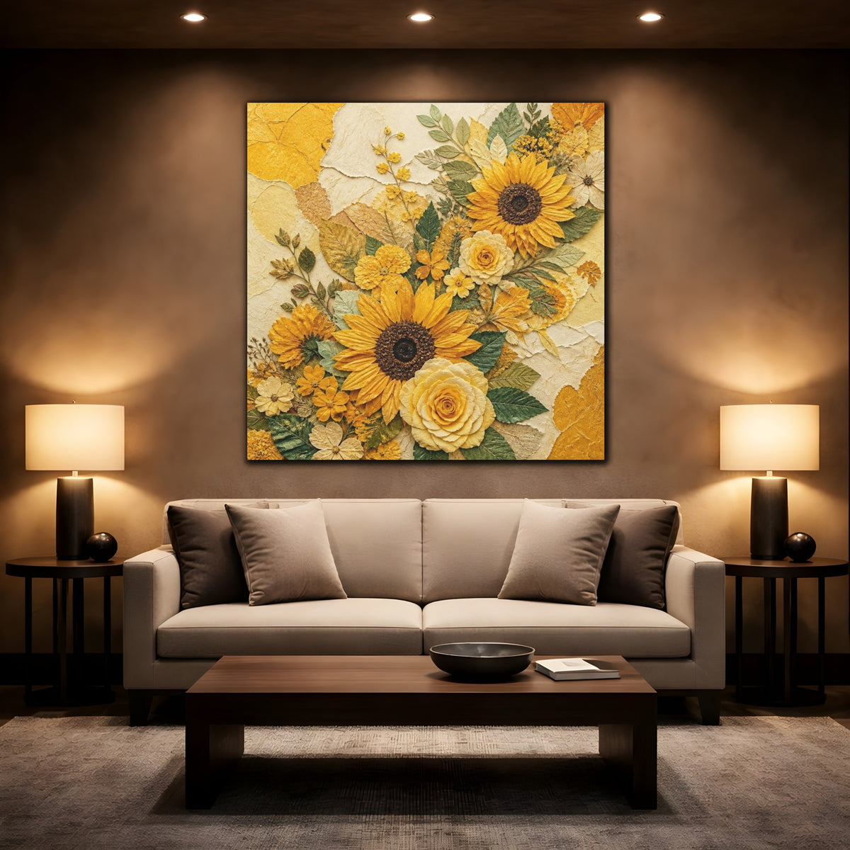 Mockup 2. Sunflower Floral Bouquet shown as canvas print