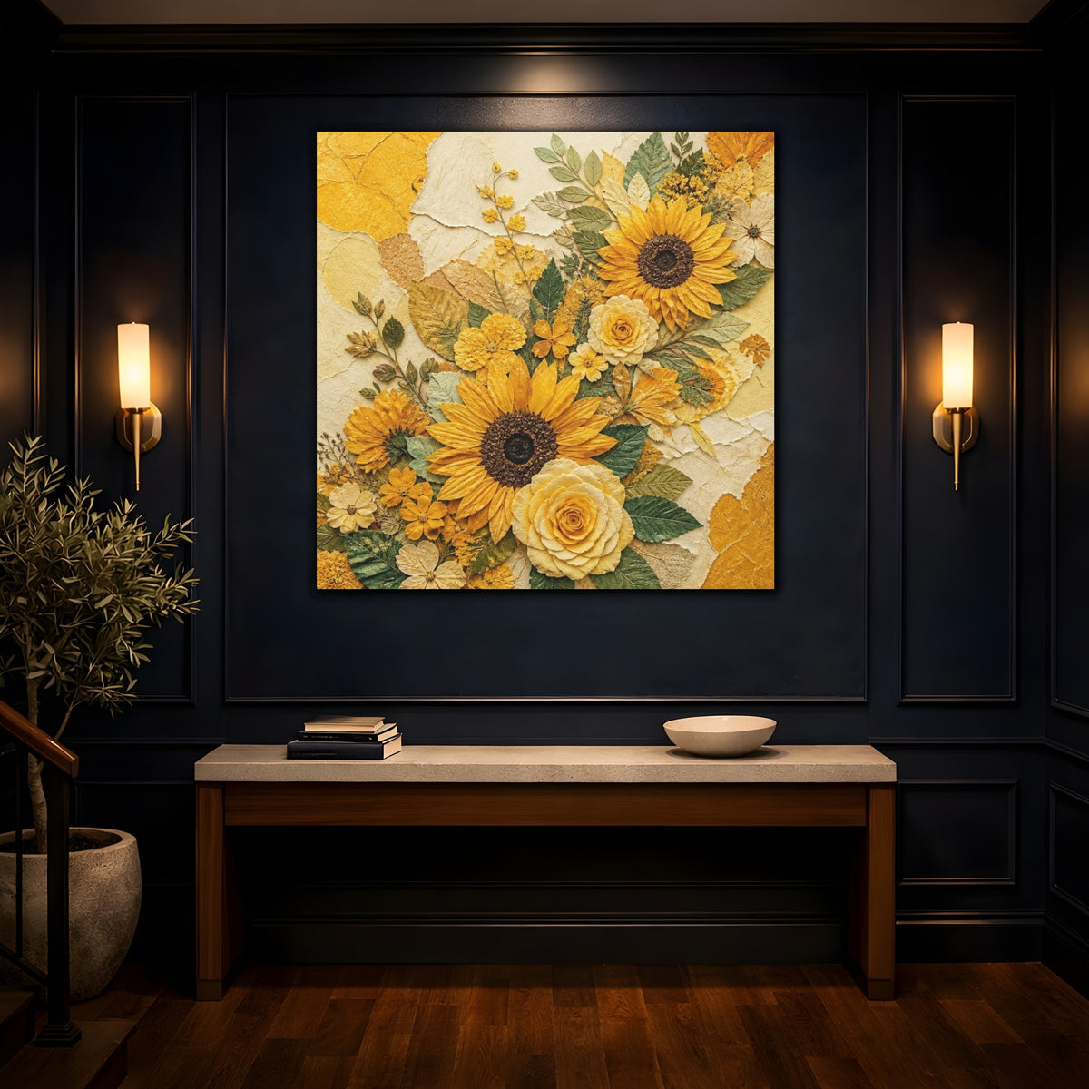Mockup 4. Sunflower Floral Bouquet shown as canvas print