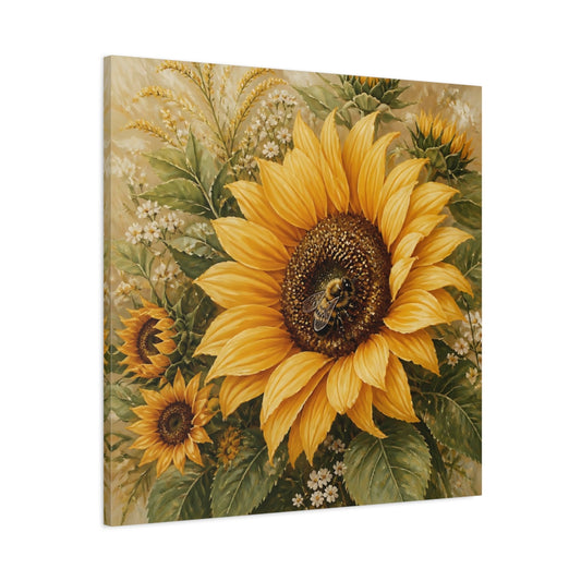 Main Mockup. Sunflower Floral Study shown as canvas print