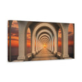 Side Mockup 3. Sunset Archway Corridor shown as canvas print