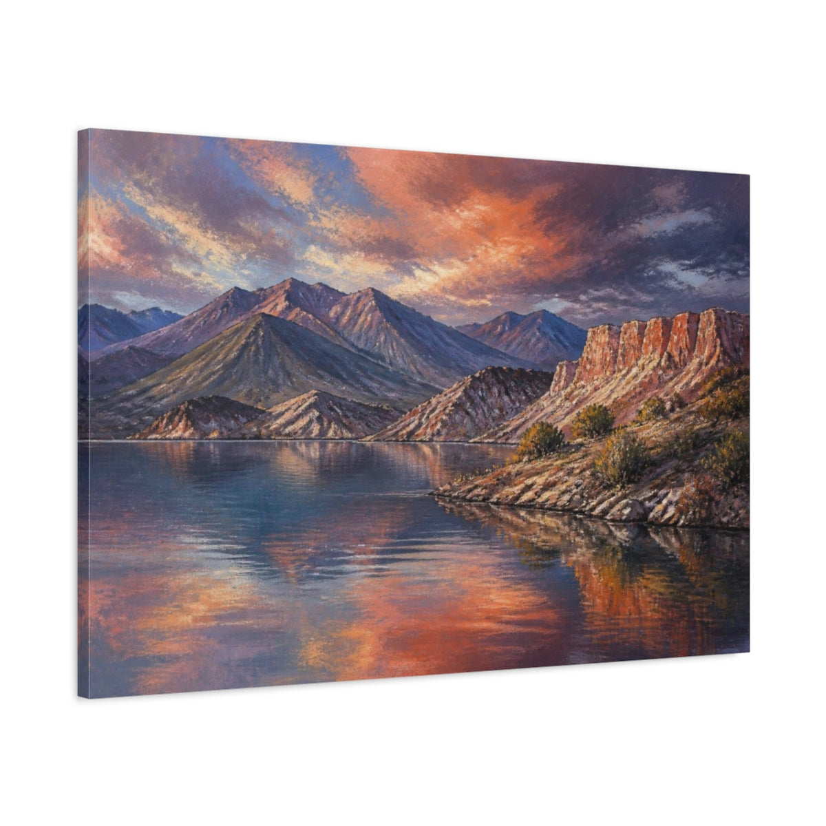 Main Mockup. Sunset Mountain Landscape shown as canvas print