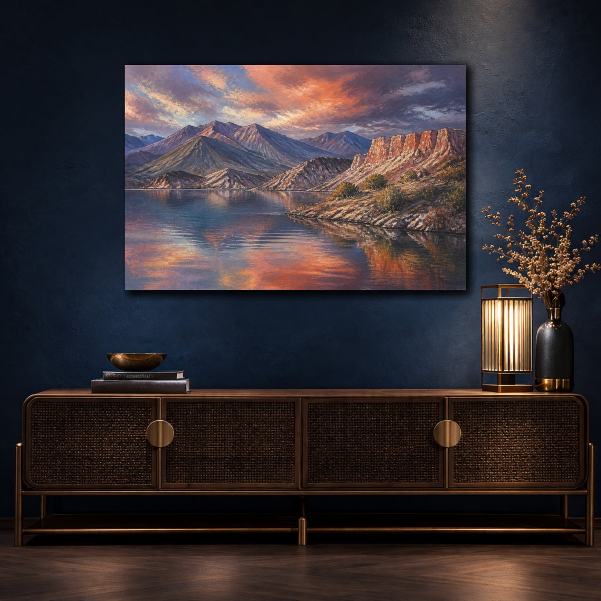 Mockup 4. Sunset Mountain Landscape shown as canvas print