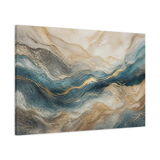 Main Mockup. Teal Marble Waves shown as canvas print