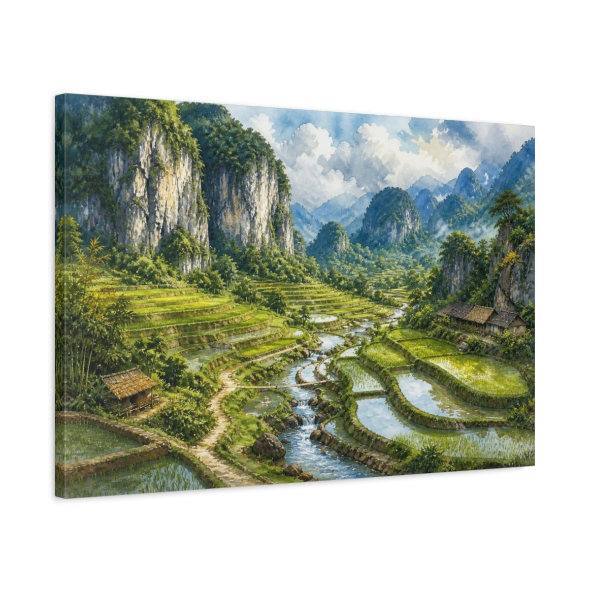Side Mockup 2. Terraced Rice Landscape shown as canvas print