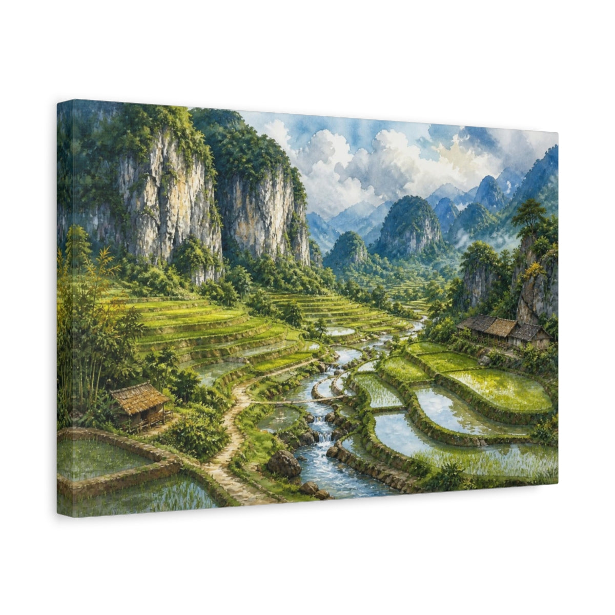 Side Mockup 4. Terraced Rice Landscape shown as canvas print