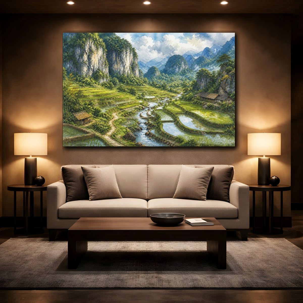 Mockup 2. Terraced Rice Landscape shown as canvas print