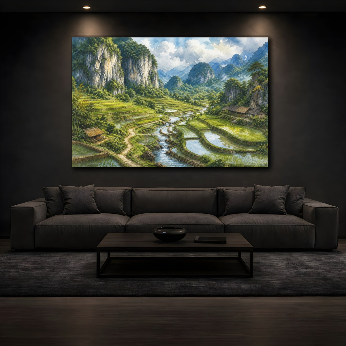 Mockup 3. Terraced Rice Landscape shown as canvas print