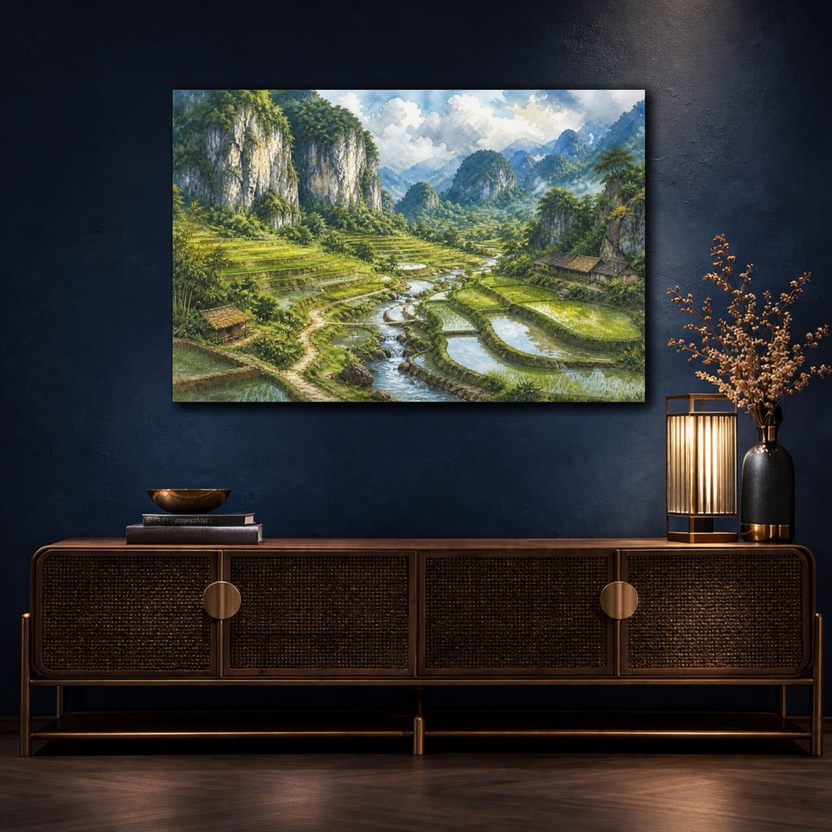 Mockup 4. Terraced Rice Landscape shown as canvas print