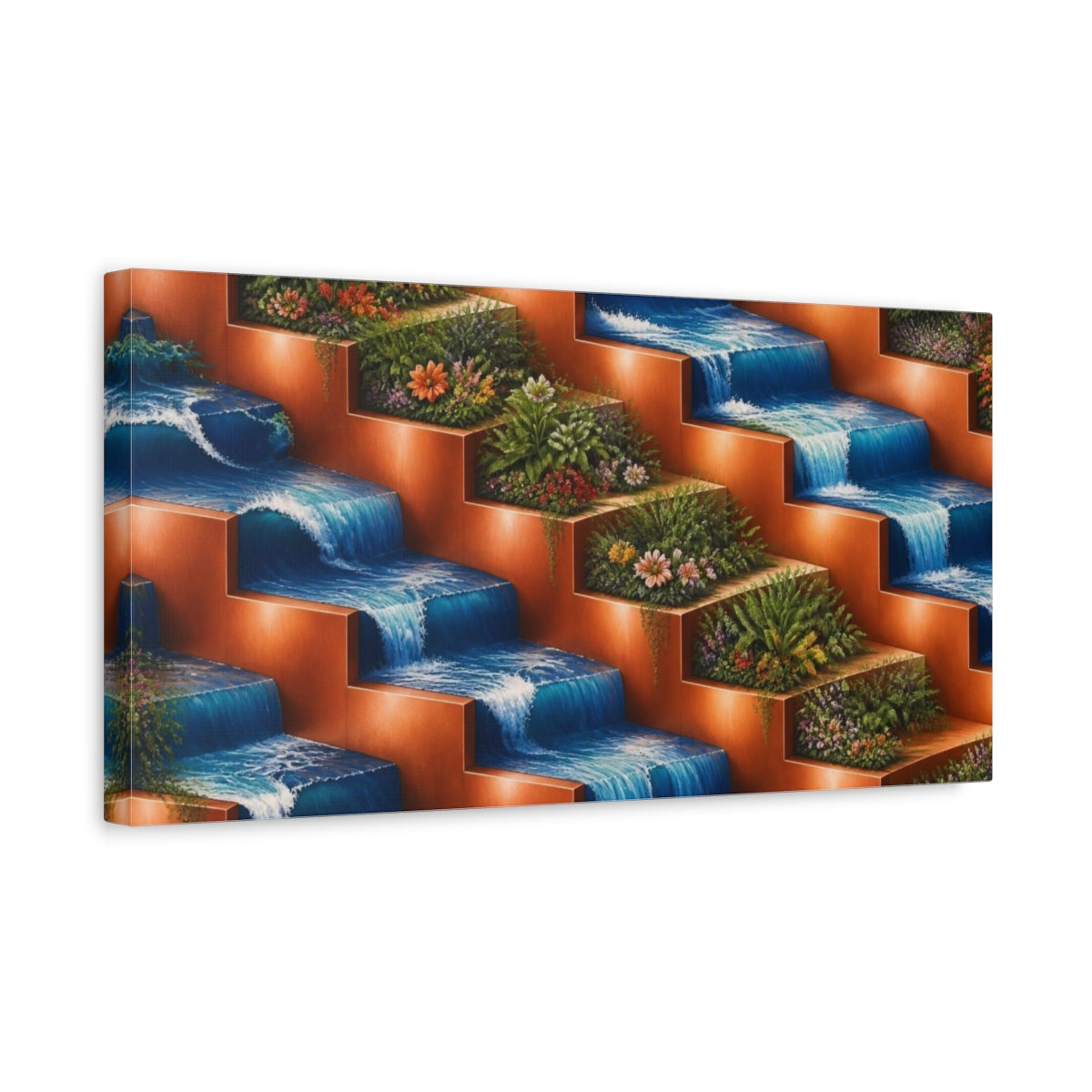 Side Mockup 3. Terraced Waterfall Illusion shown as canvas print