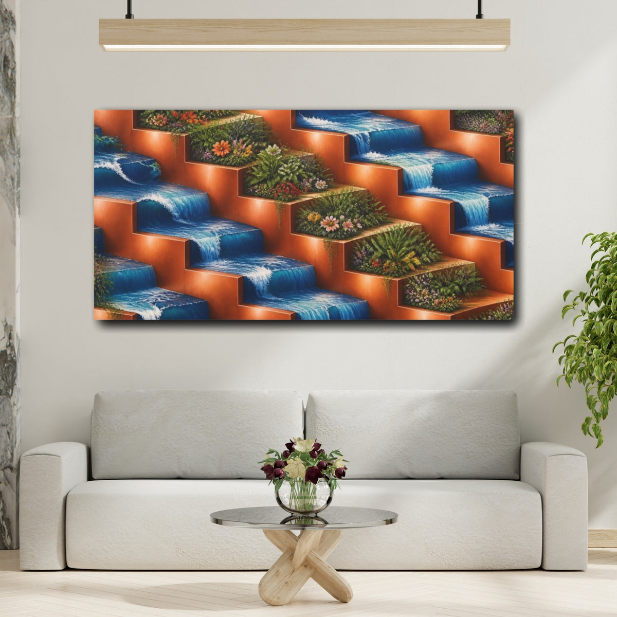 Mockup 2. Terraced Waterfall Illusion shown as canvas print