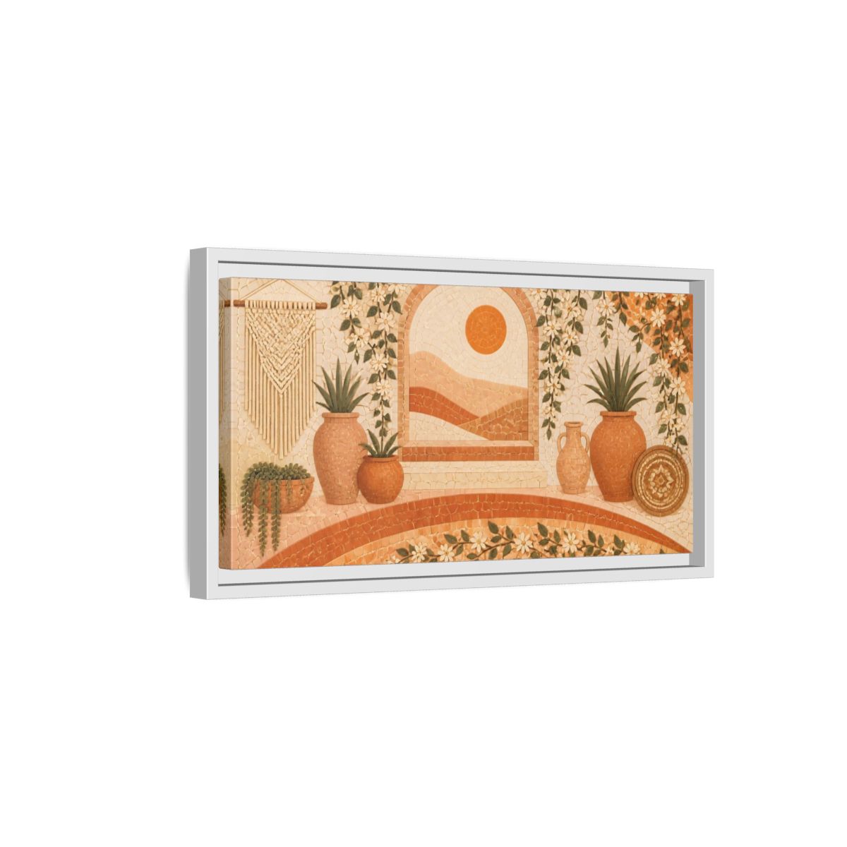 Side Mockup 6. Terracotta Potted Plants shown as framed canvas print