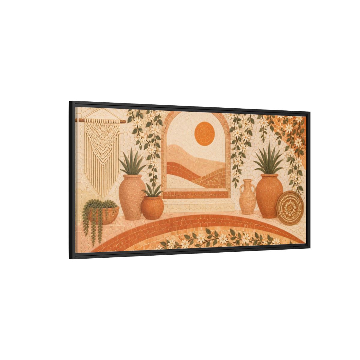 Side Mockup 5. Terracotta Potted Plants shown as framed canvas print