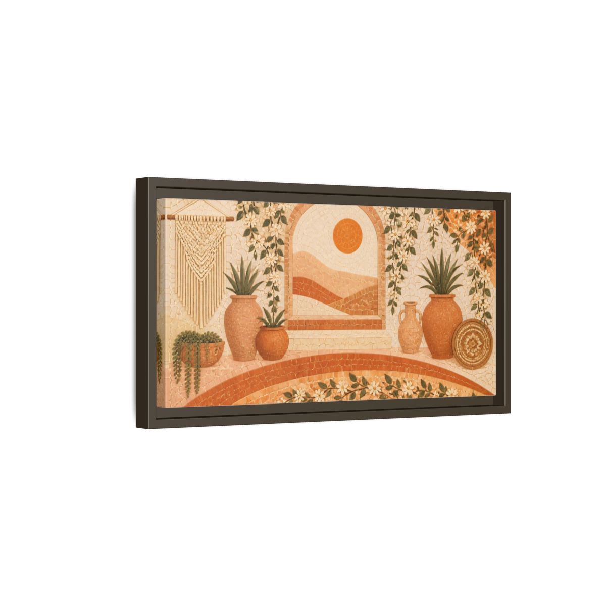 Side Mockup 7. Terracotta Potted Plants shown as framed canvas print