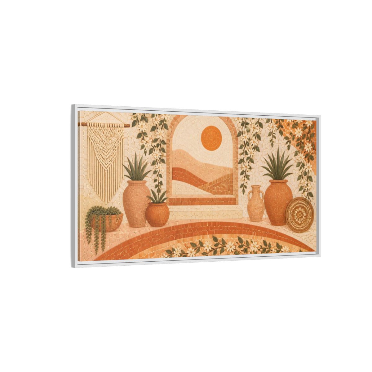 Side Mockup 3. Terracotta Potted Plants shown as framed canvas print