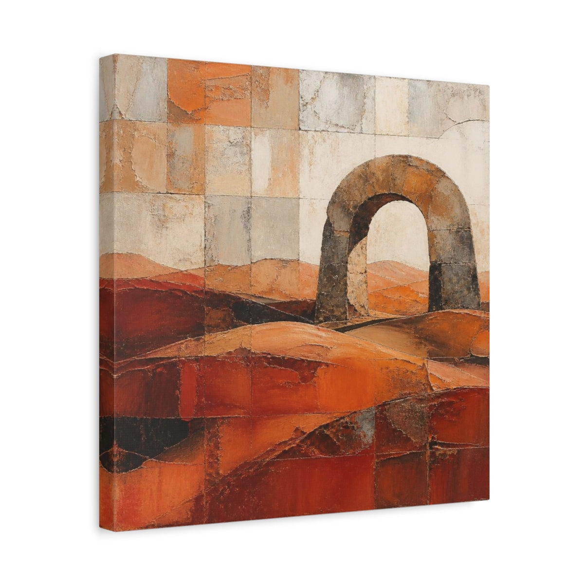 Side Mockup 6. Terracotta Stone Arch shown as canvas print