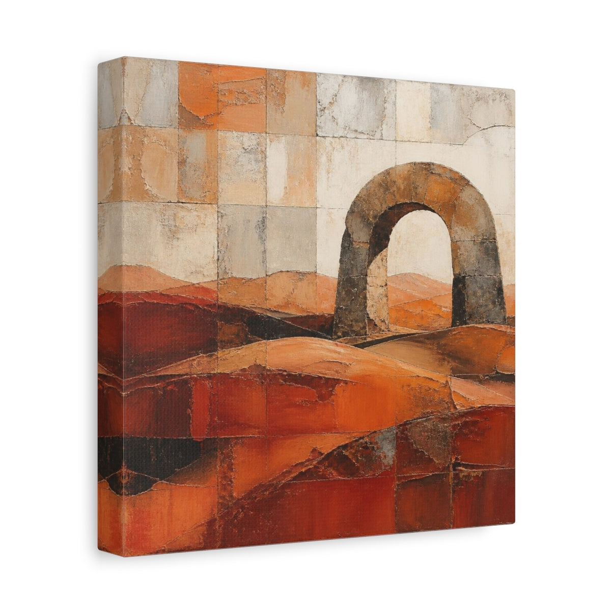 Side Mockup 9. Terracotta Stone Arch shown as canvas print