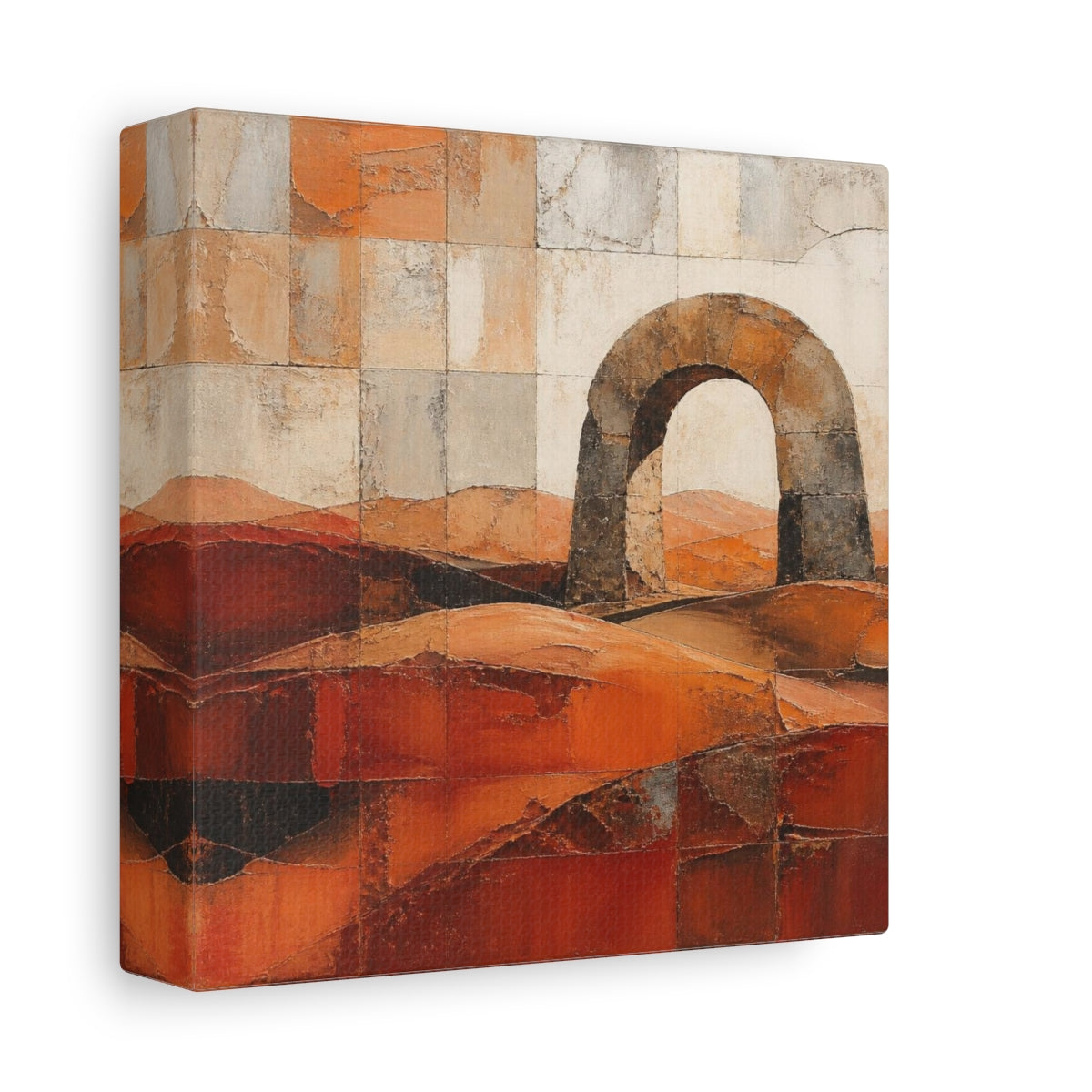 Side Mockup 2. Terracotta Stone Arch shown as canvas print