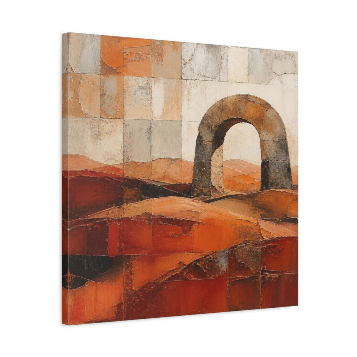 Side Mockup 4. Terracotta Stone Arch shown as canvas print